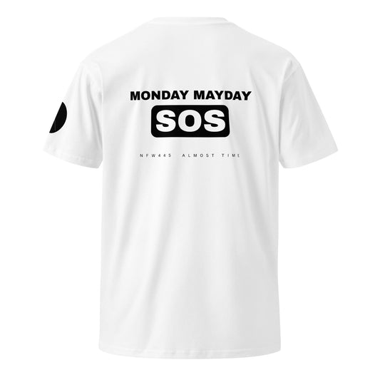 notforworkwear monday mayday sos white tshirt back graphic