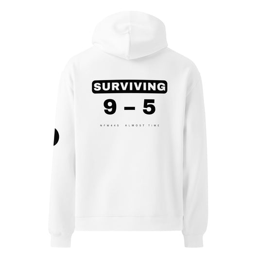 notforworkwear surviving 9-5 hoodie white back graphic