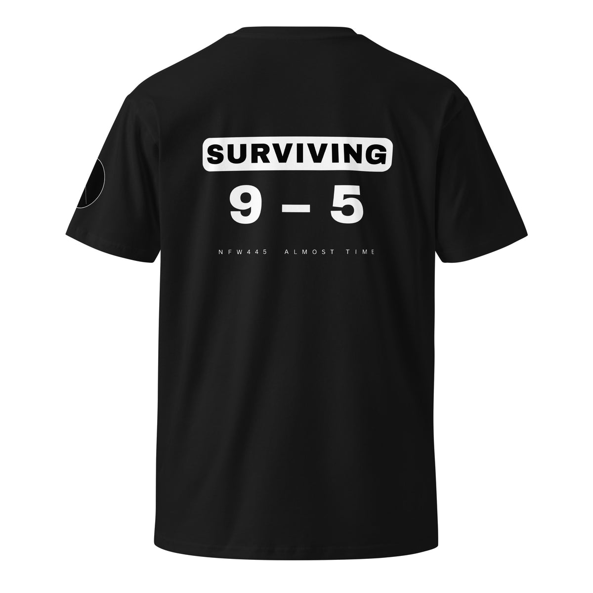 notforworkwear surviving 9-5 tshirt black back graphic