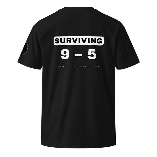 notforworkwear surviving 9-5 tshirt black back graphic