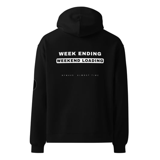 notforworkwear week ending weekend loading hoodie black back graphic