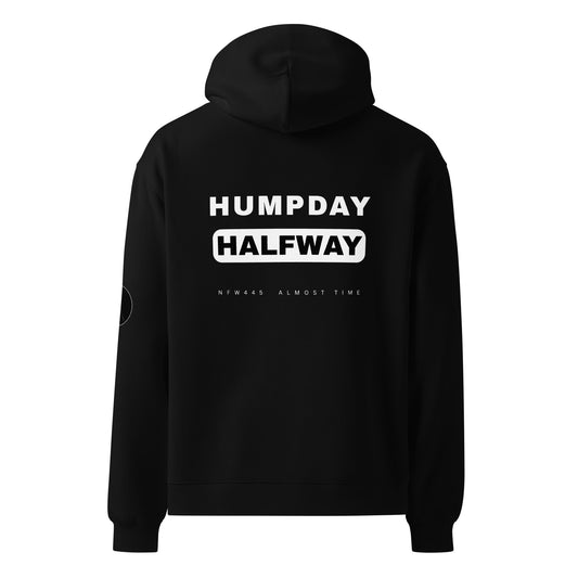 notforworkwear humpday halfway black hoodie back graphic