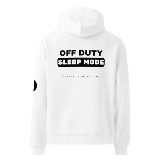 notforworkwear off duty sleep mode hoodie white back graphic