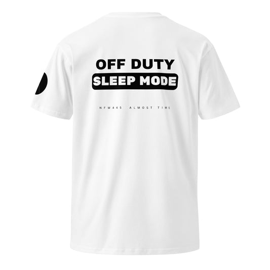 notforworkwear off duty sleep mode tshirt white back graphic