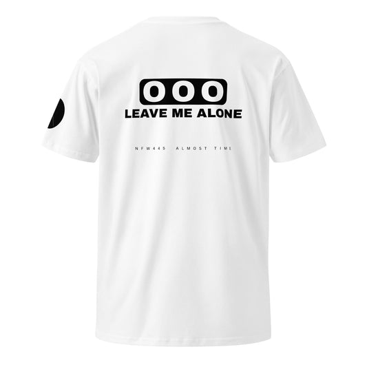 notforworkwear ooo leave me alone white tshirt back graphic