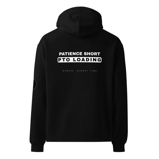 notforworkwear patience short pto loading hoodie black back graphic