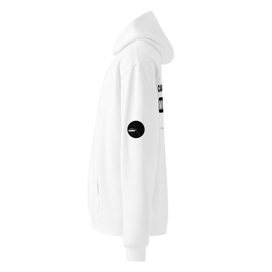 notforworkwear work from home camera off mic drop hoodie white left sleeve