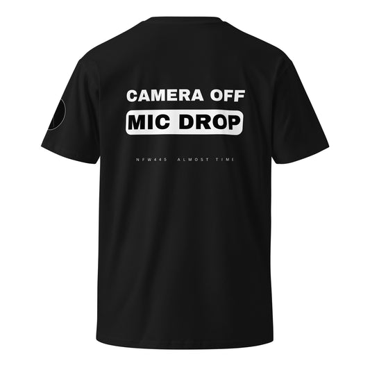 notforworkwear camera off mic drop tshirt black back graphic