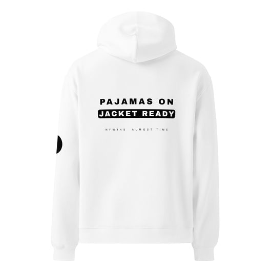 notforworkwear work from home pajamas on jacket ready hoodie white back graphic