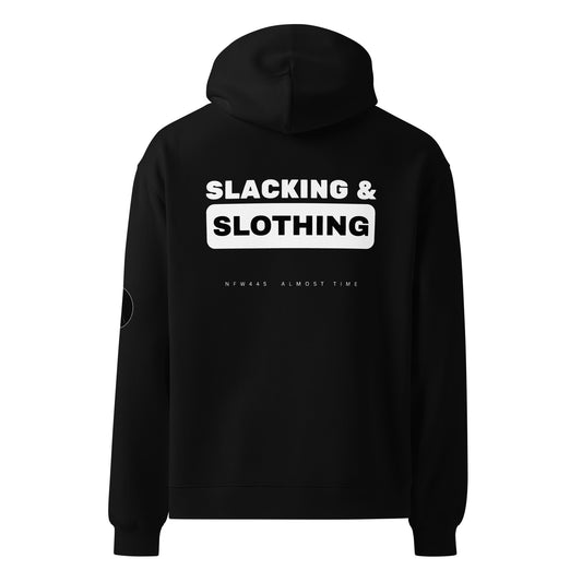 notforworkwear work from home slacking slothing hoodie black back graphic