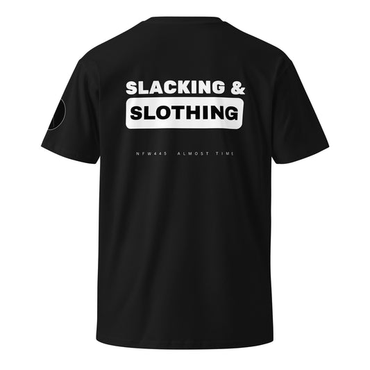 notforworkwear work from home slacking slothing tshirt black back graphic